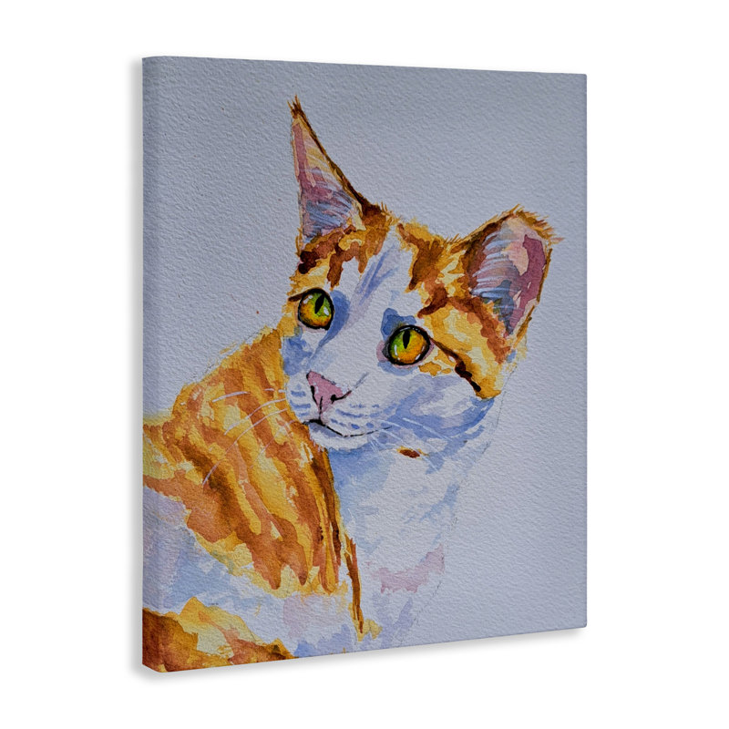 Toile d’expression de chat orange, conception de Tatiana Roberts, H 20 po x l 16 po