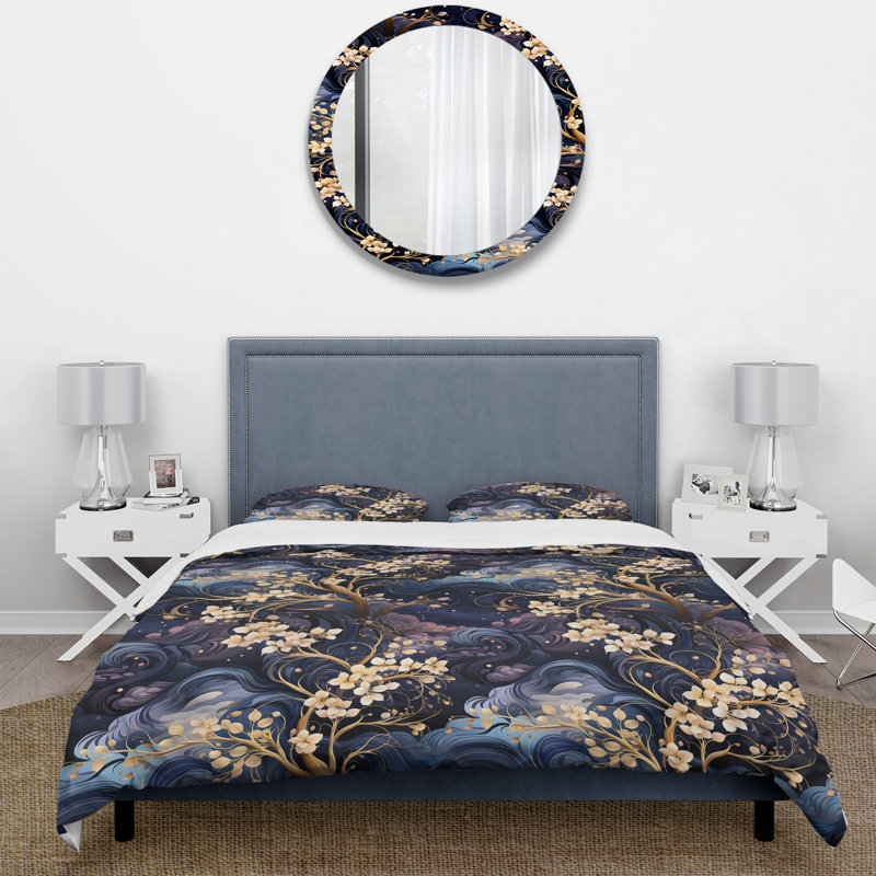 Subdued Moonlight Moody Patterns I - Ensemble de housse de couette à motif floral