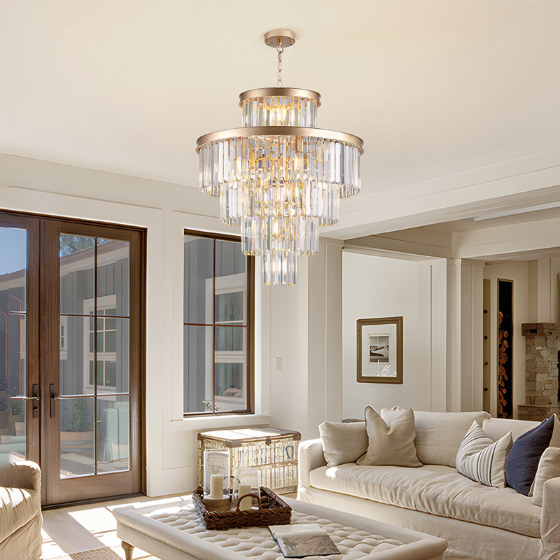 Lustre suspendu en cristal doré de luxe
