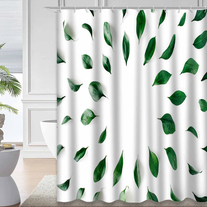 Rideau de douche à feuilles vertes Green, L 72 po x l 78 po