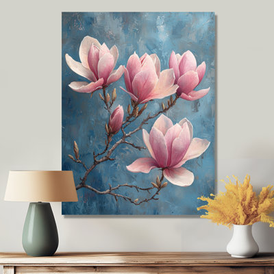 Magnolia Blooms In Soft Pastels Winter Impressionist II - Magnolias Metal Wall Art