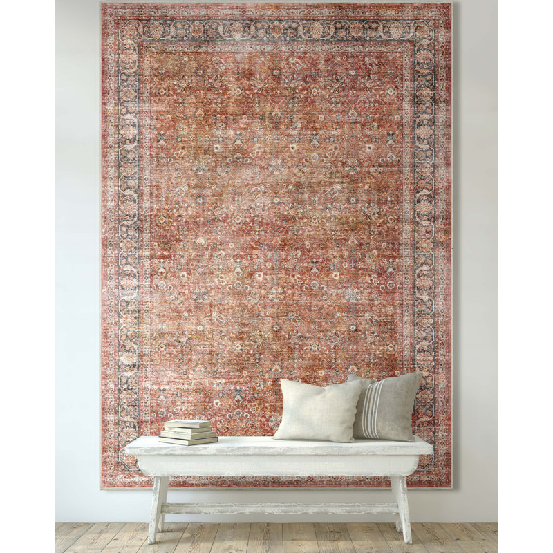 Tapis persan oriental rouge bien tissé Ervin Delphine, Rectangle 3 pi 11 po x 5 pi 3 po