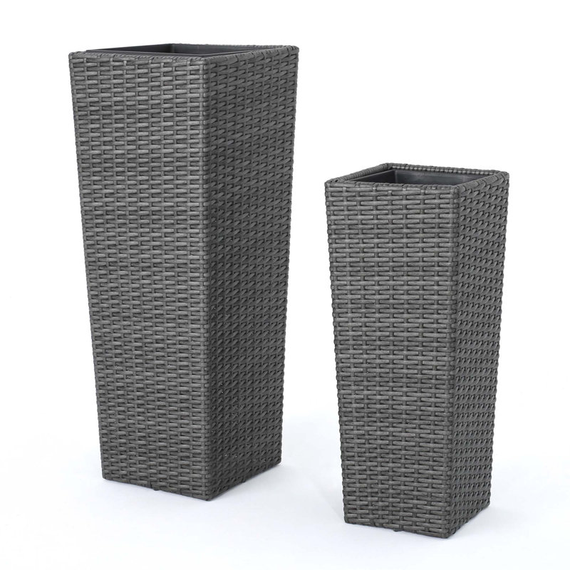 Versatile Rattan Flower Pot Set for All Occasions and Decor Styles, Gray