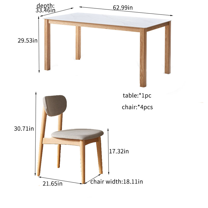 Simple solid wood rock plate dining table sets.