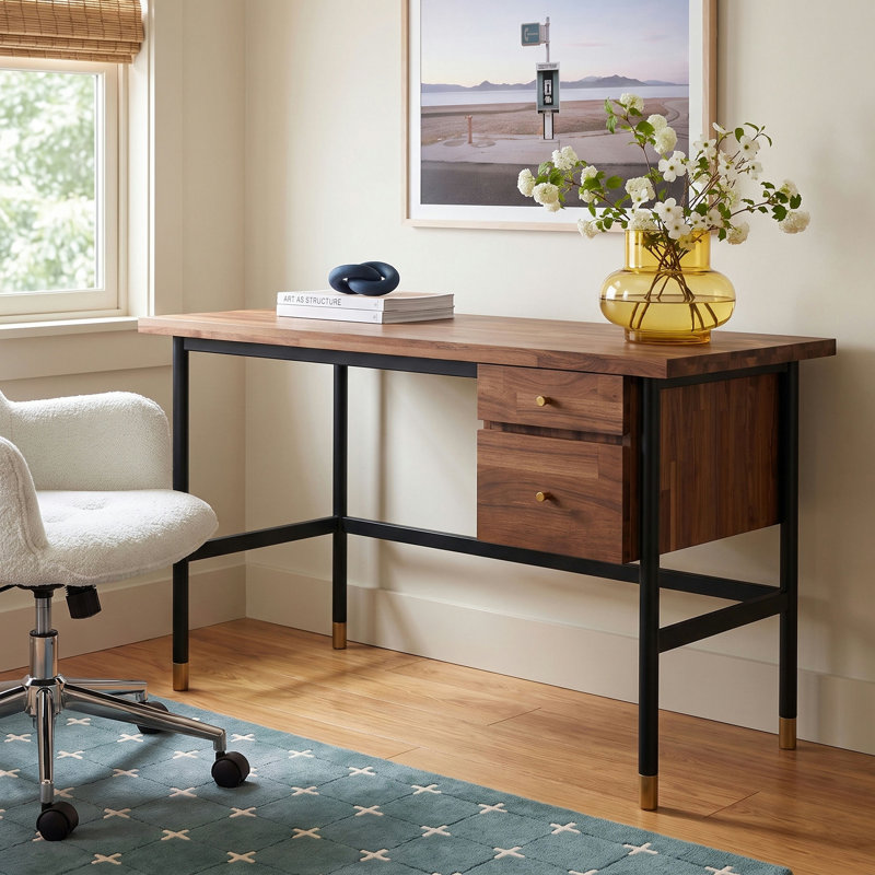 Dakota Solid Wood Iron Writing Desk