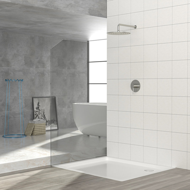 Brushed Nickel Shower System - 10" Rainfall Head, -balanced Valve, Wall Mount, Easy Install & Spark Faucet With 10-inch Head And Valve In Sanitize