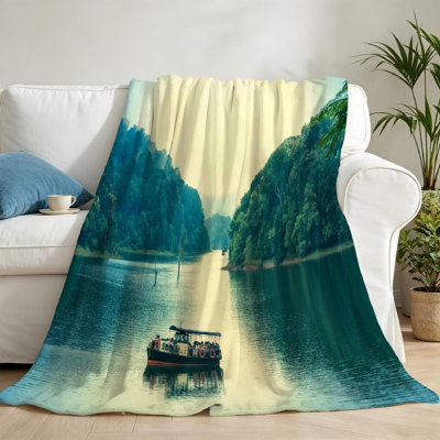 Jeté en flanelle transparent ultra doux, impression recto d'un bout à l'autre du Kerala, Inde