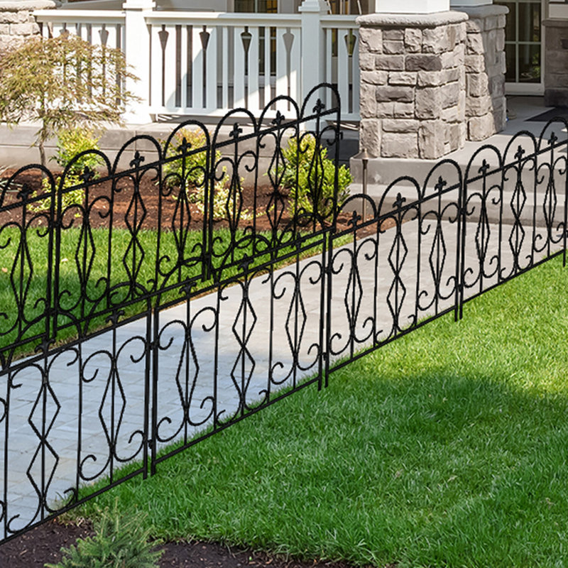 Coeymans 70cm H x 61cm W Metal Fence Panels Included, Black