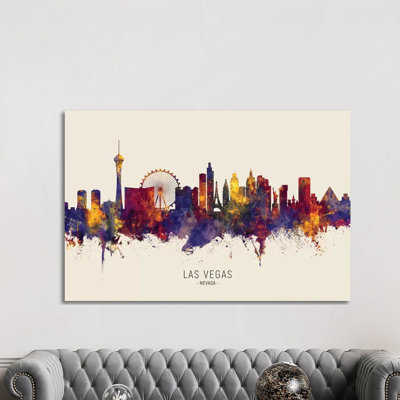 Las Vegas Nevada Skyline by Michael Tompsett - Print on Canvas