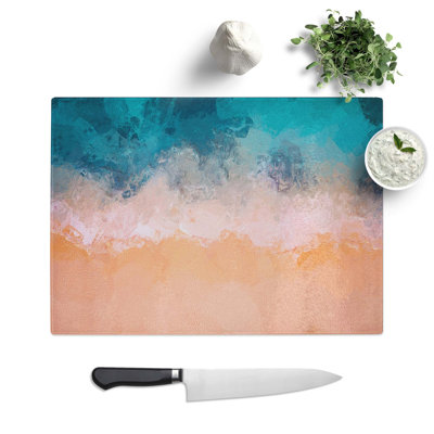 Tempered Glass Beach Divide Chopping Board