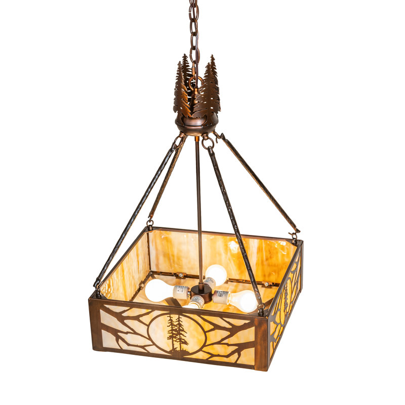 18" Square Balsam Pine Inverted Pendant