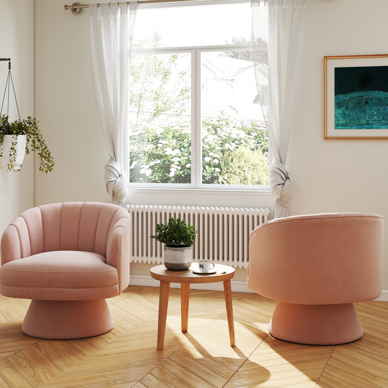 Murrow Velvet Swivel Barrel Chair(Set of 2), Pink
