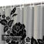 Rideau de douche rose à motif de roses avec 12 crochets-1853754686