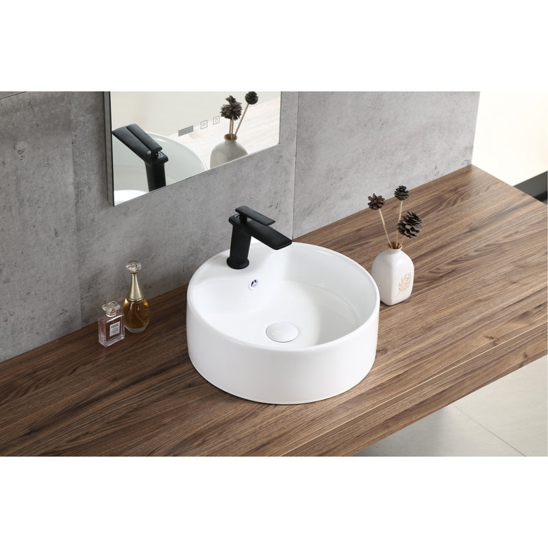 Lavabo de salle de bain rond en céramique blanc - Décoration polyvalente pour lavabo de comptoir Modern