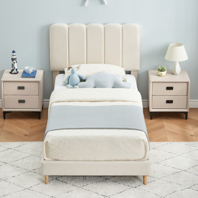 Structure de lit simple, lit plateforme tapissier avec tête de lit, sans sommier, sans bruit