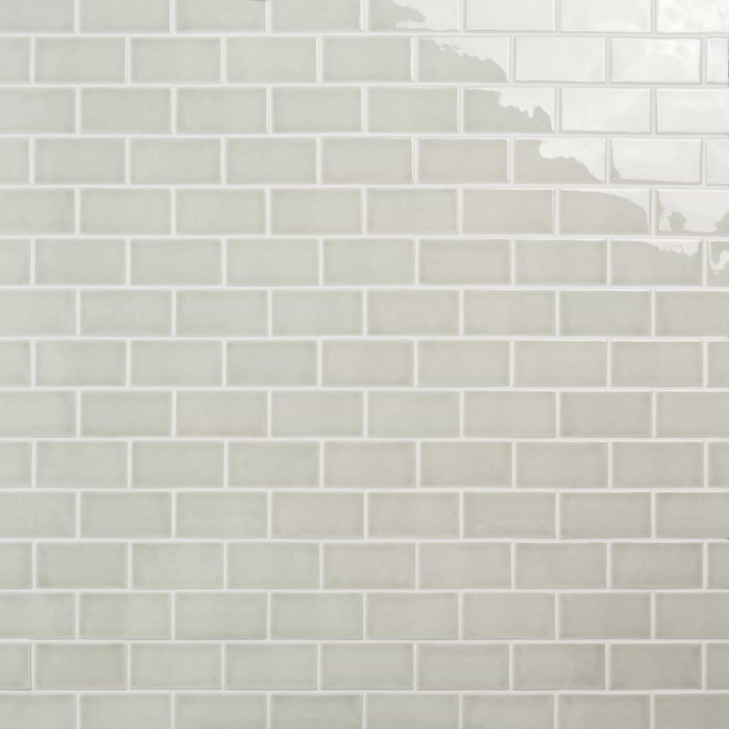 Nabi Subway 3X6 Crackled Glossy Glass Tile, Tundra Gray