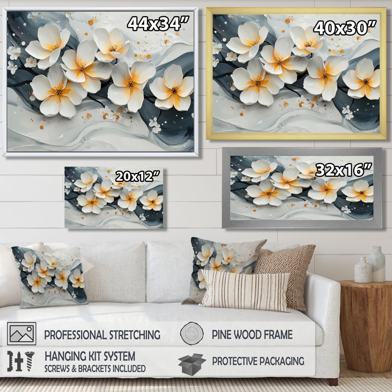 Velours fleur de cerisier noir II - impressions sur toile de fleurs de cerisier, H 34 po x l 44 po, Toile tendue