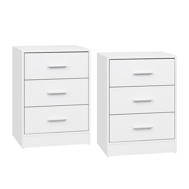 39cm W Manufactured Wood Bedside Table, White