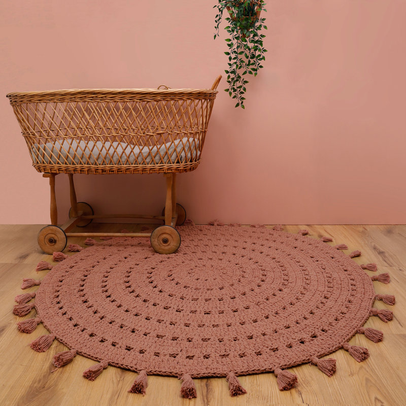 Round Claypool Solid Colour Cotton Hand Woven 120cm X 120cm Area Rug