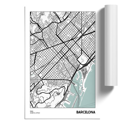 Map Barcelona SPAIN - Frameless Print