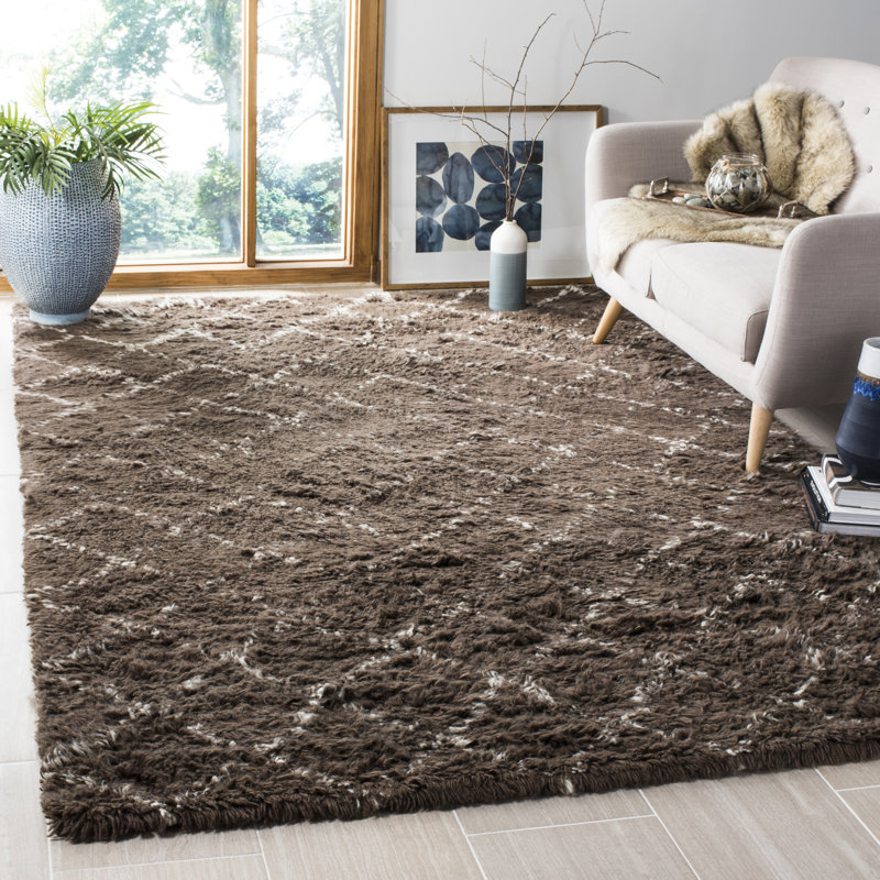 Tapis gris / ivoire en laine / coton noué à la main Filips, Rectangle 8 pi x 10 pi