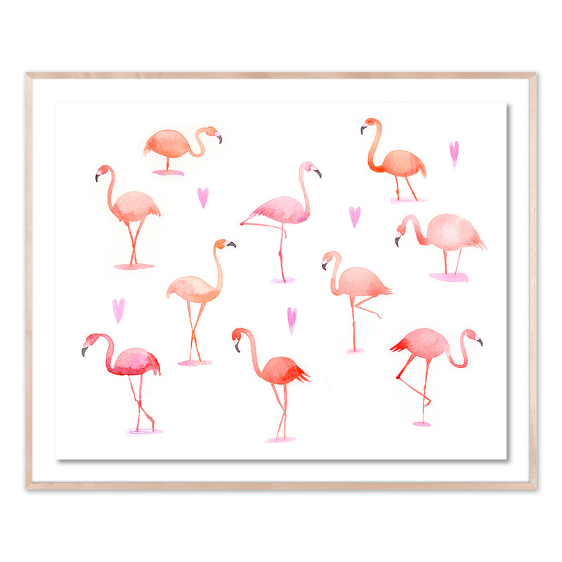 Flamingo Pink Painting by Jess Engle, Natural, 49" H x 60" W x 2.5" D