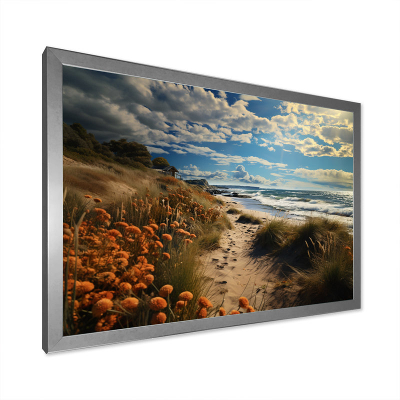Superbe paysage côtier III sur toile, H 34 po x l 44 po x P 1,5 po, Cadre simple argenté