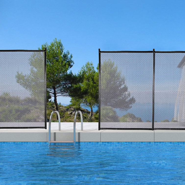 Clôture de piscine extérieure avec barrière en filet amovible, pour  piscines creusées, jardin et patio, noir
