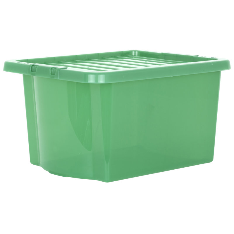 Wham Crystal 28L Plastic Storage Box Pack of 5 Tint Leprechaun green