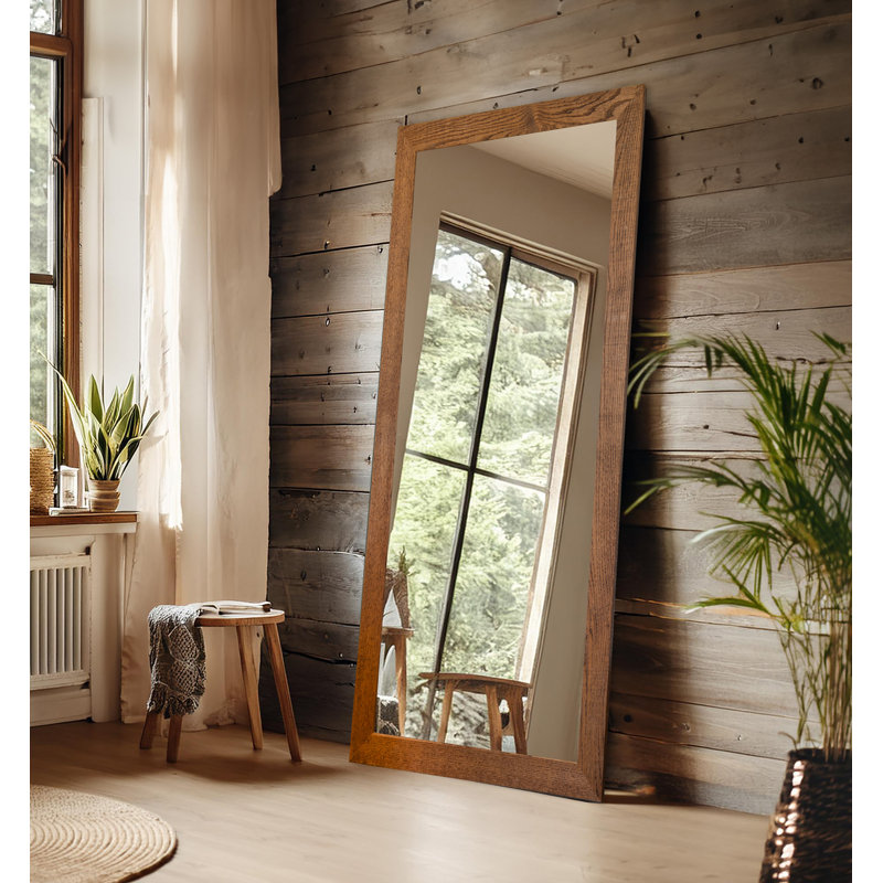Miroir de plancher en bois franc Union Rustic Ozark, 76 po x 33 po, Miel