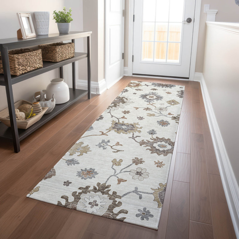 Premium Machine Washable Prisco Ivory Rug, Runner 2'3" x 7'6"