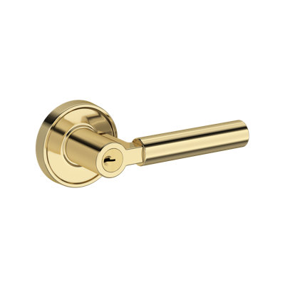 Lake Forest Keyed Entry Lever with Recessed Round Rose in Non-lacqered Brass