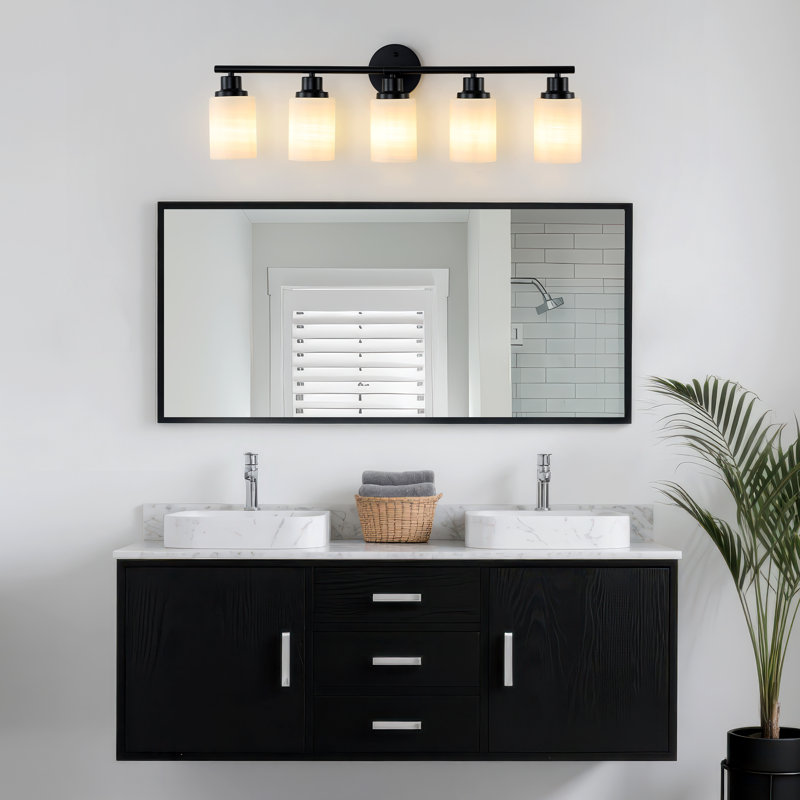 Luminaire de meuble-lavabo moderne - verre blanc givré (ampoules non incluses), 5