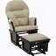 Chaise berçante de chambre de bébé avec repose-pieds, coussin épais et base en bois