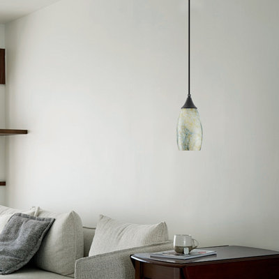 1-Matte black dimmable glass iron pendant light