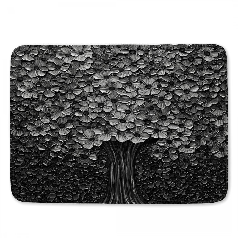 Tapis de bain arbre floral monochrome, L 24 po x L 17 po