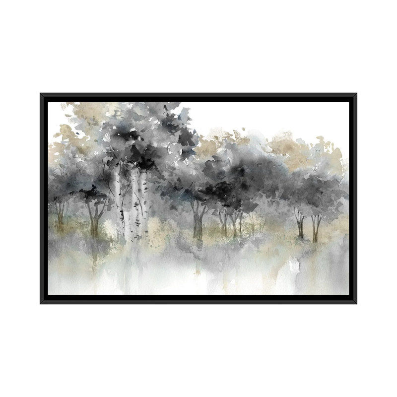 Water's Edge I - Noir et or 6 pièces, H 66,04 cm x l 101,6 cm, Cadre flottant noir