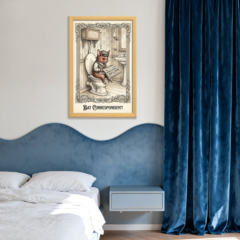 Bath & Laundry Bat, correspondant, souris, lecture du journal, H 30 po x l 20 po, Toile tendue, Ne s’applique pas
