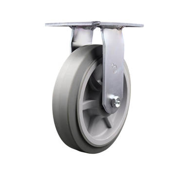 Heavy Duty Large Top Plate Thermoplastic Rubber Flat Tread Swivel Caster w/8 inch x 2 inch Gray Wheel - 600 lbs Capacity/Caster - Service Caster Brand