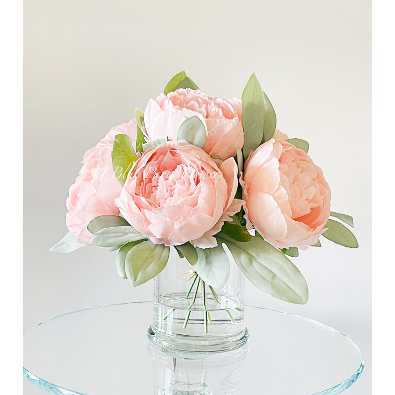 Arrangement de pivoines roses, centre de table artificiel artificiel, Rose