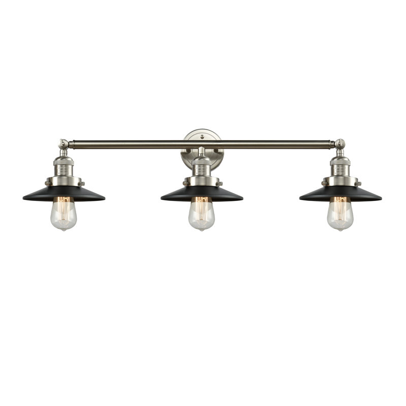 Éclairage pour meuble-lavabo à intensité variable à 3 lumières Krysia, Noir mat, Nickel satiné brossé