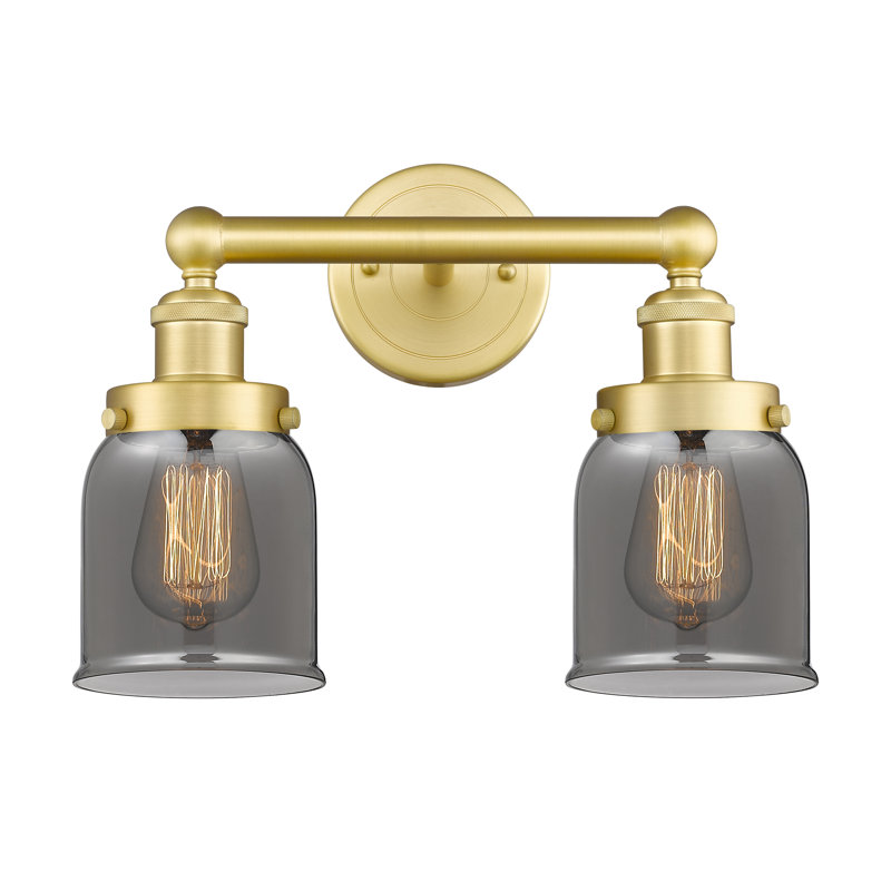 Éclairage pour meuble-lavabo à 2 lumières à intensité variable Corralitos, Plaqué couleur fumée, Or satiné