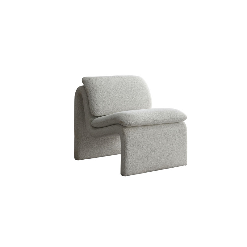 Sculpted Cream Boucle Fabric Accent Chair