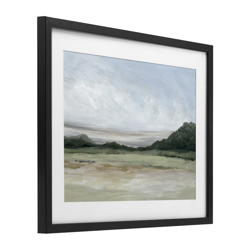 «Crisp Horizons», reproduction sous verre encadrée, conception de Jacob Q, H 13 po x l 16 po, Cadre noir minuit