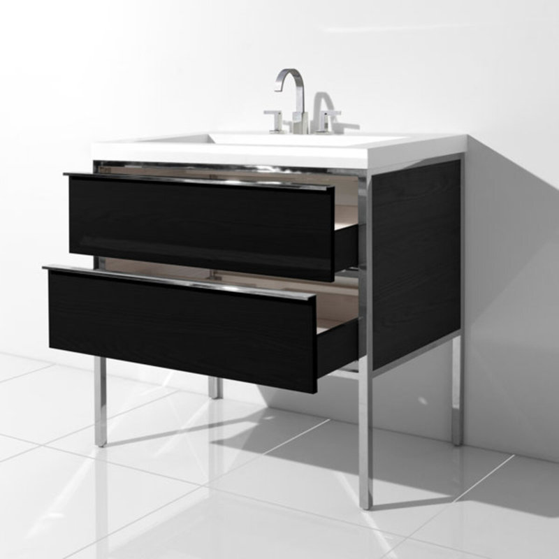 Element 24" Single Bathroom Vanity Set, Black/Silver