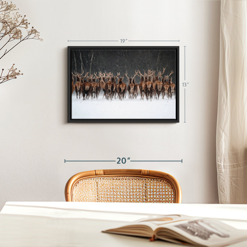 Impression sur toile, "Deer Escape", H 13 po x l 19 po