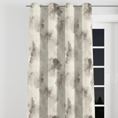 Modern Blackout Curtains - Gray Slate Mist Velvet Grommet Curtain - 1 Panel