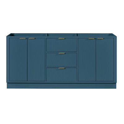 Base de meuble-lavabo double en bois massif 72 po Haun, base sans armoire
