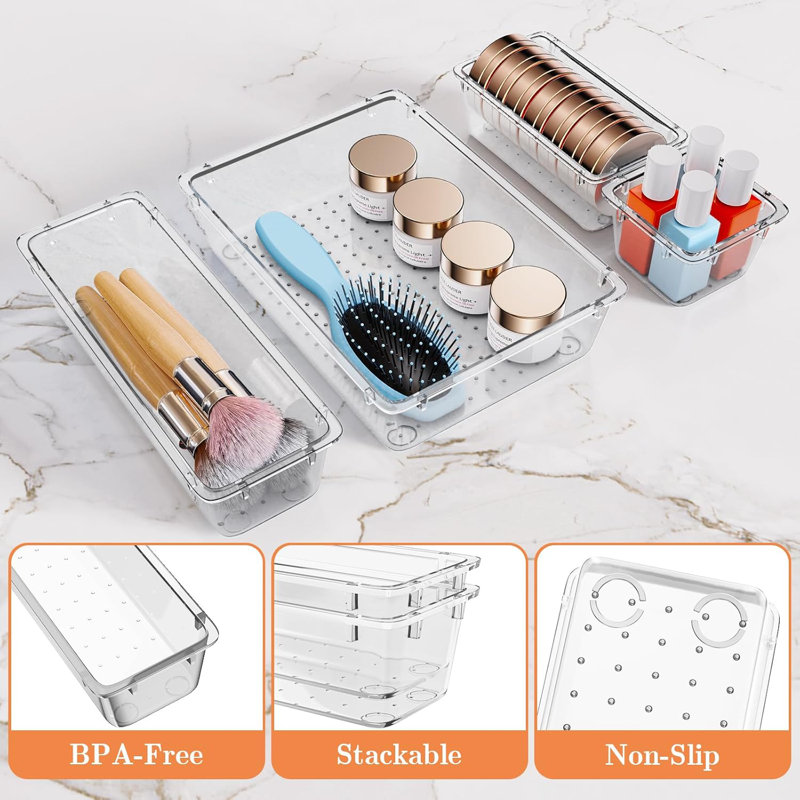 Ensemble de 25 tiroirs en plastique transparent