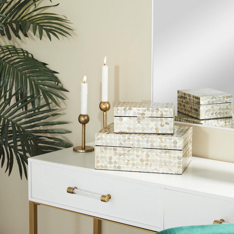 Juliette Brown and Gray Handmade Wood Lidded Box Set